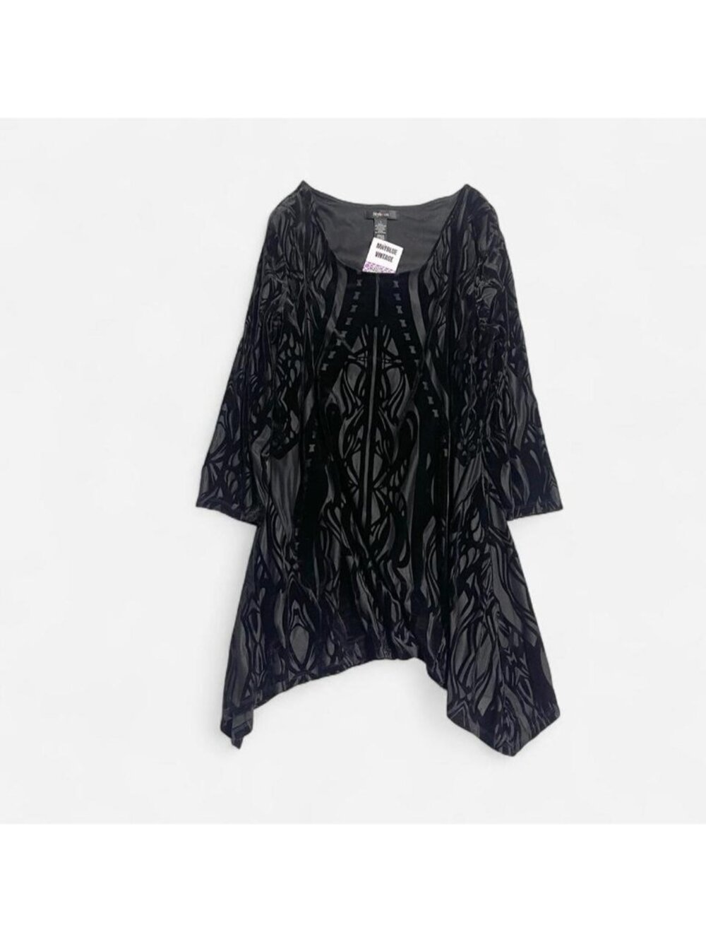 Black burnout velvet mini dress or top size L